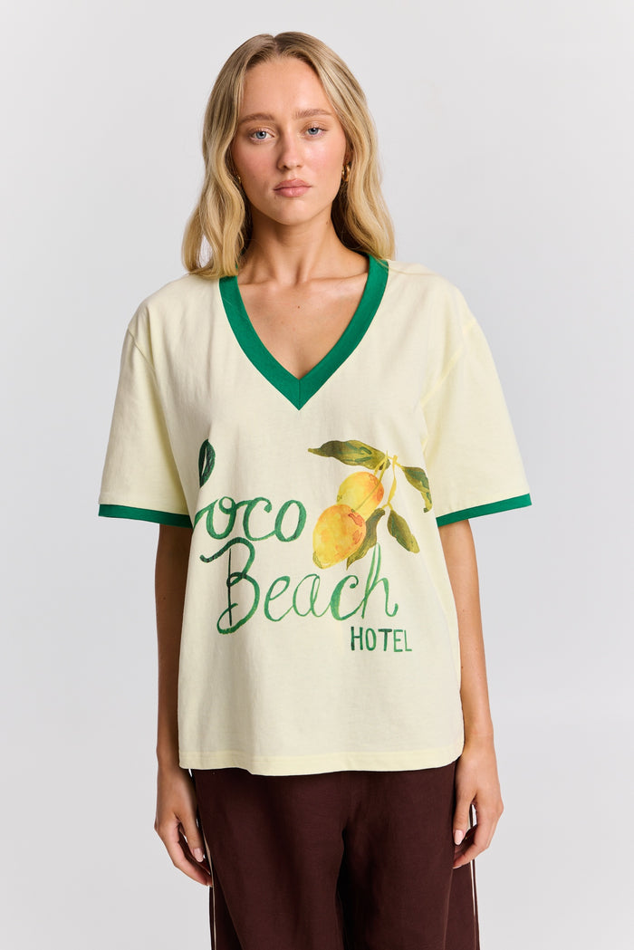 Coco Beach Hotel V Neck Tee