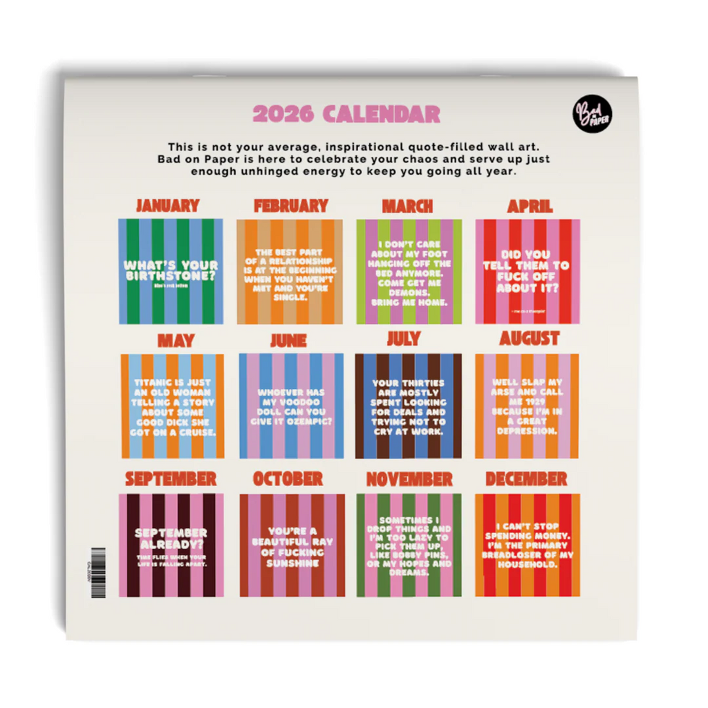 2026 BAD ON PAPER CALENDAR (SQAURE) 21CM X 21CM