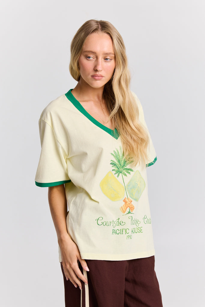 Pickle ball v neck tee, maku the label, Mika and max