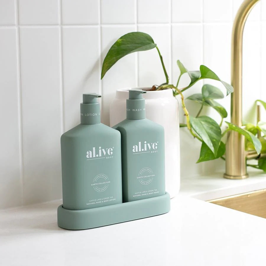 WASH & LOTION DUO + TRAY - KAFFIR LIME & GREEN TEA