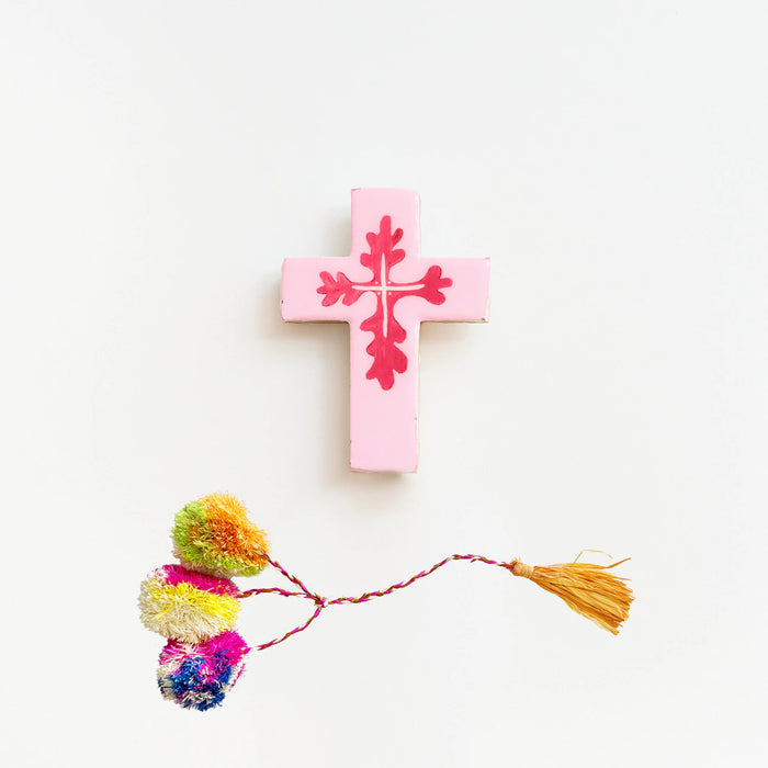 Frond Mini Cross (Pink)