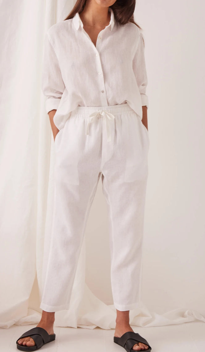 Anya linen pant, white, Mika and Max, assembly label