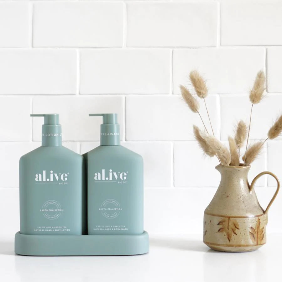 WASH & LOTION DUO + TRAY - KAFFIR LIME & GREEN TEA