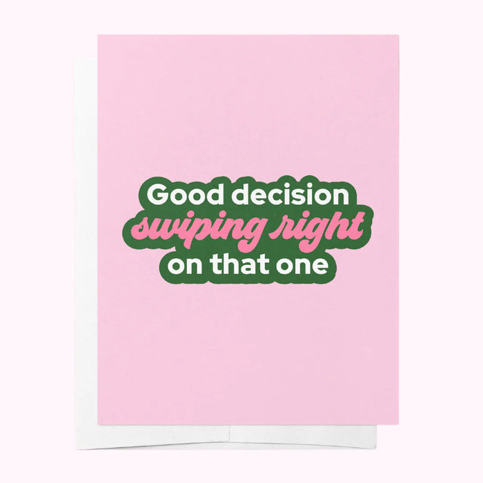 SWIPING RIGHT - PINK WEDDING GREETING CARD