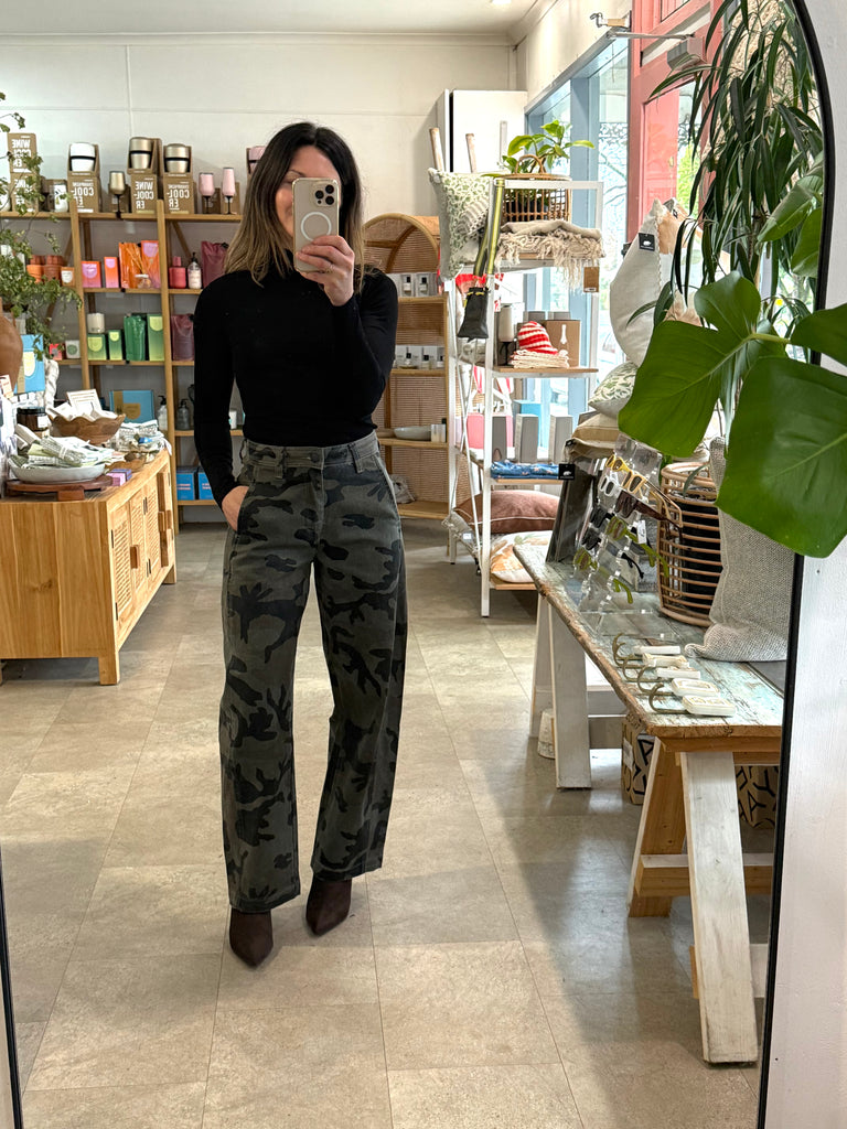 Camo Barrel Jean