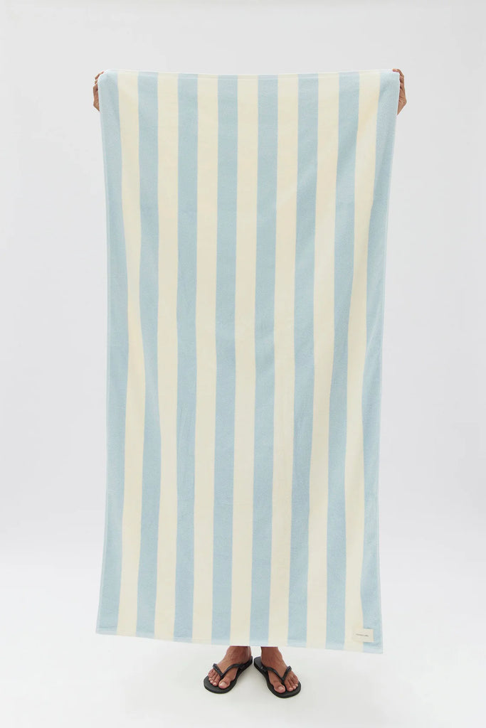 Wide Stripe Beach Towel Blue Haze/White