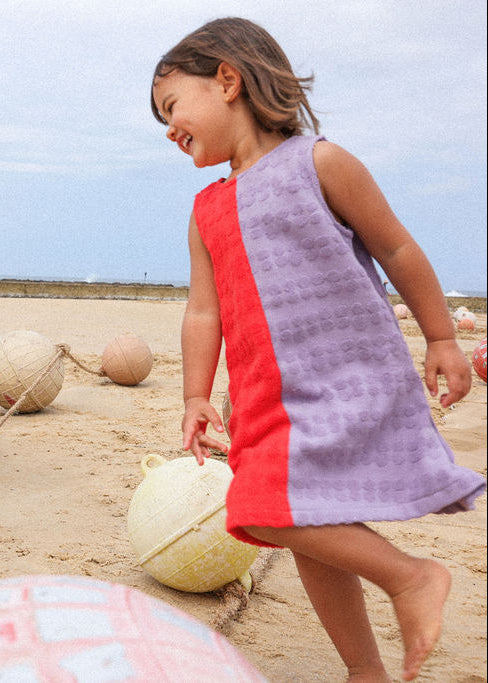 Bubble Terry Towelling Dress Fiesta and Mauve