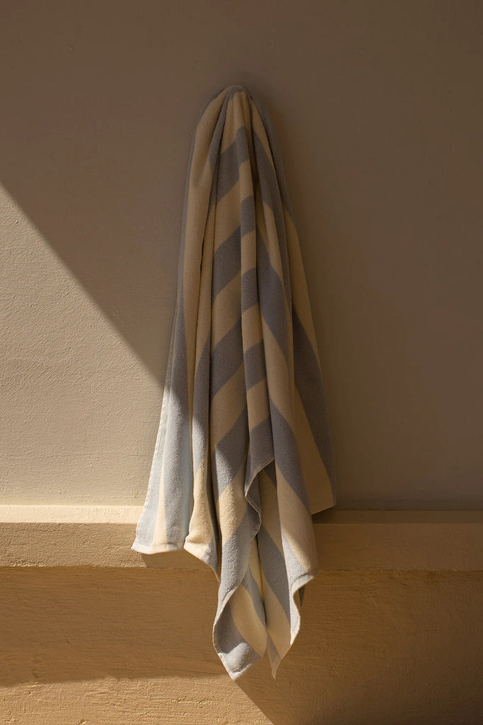 Wide Stripe Beach Towel Blue Haze/White