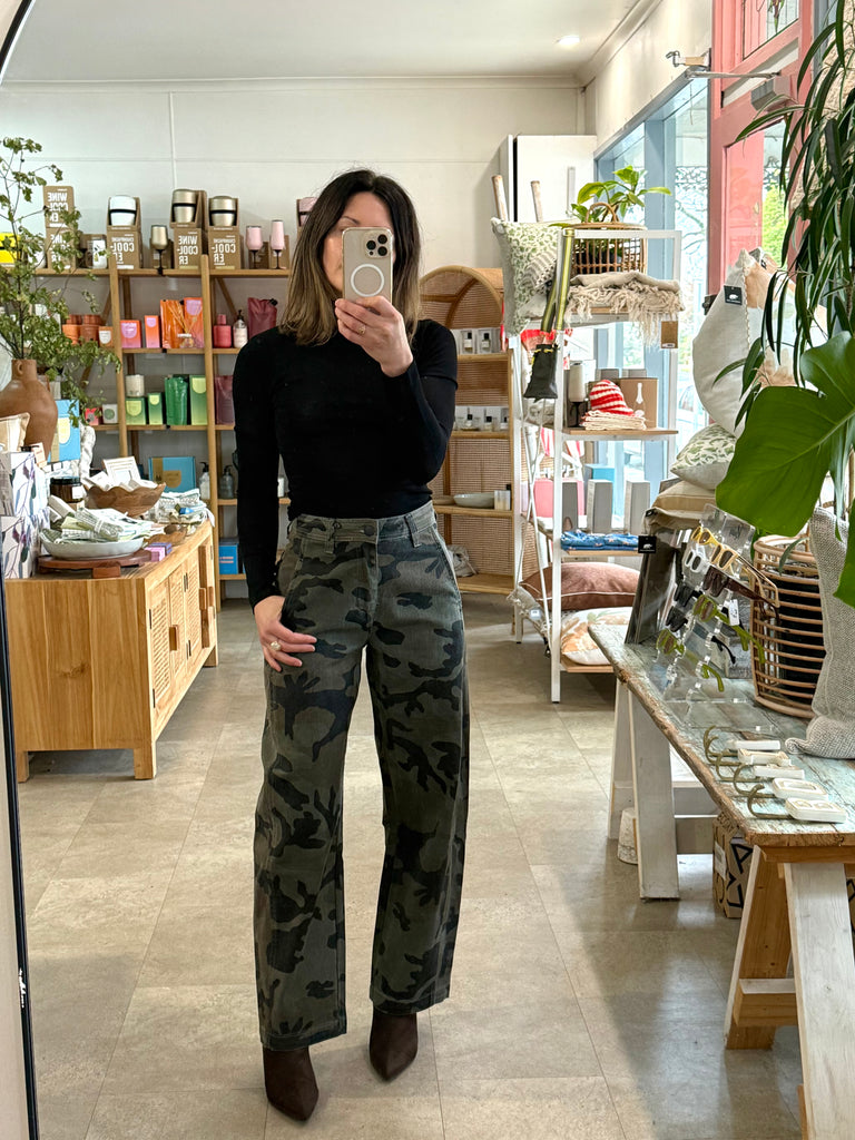 Camo Barrel Jean