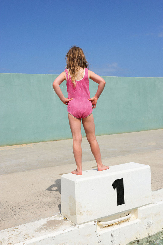 Ribbed Posy Swimsuit Berry