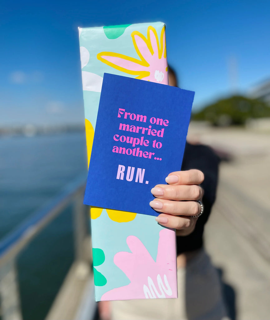 RUN - BLUE WEDDING GREETING CARD
