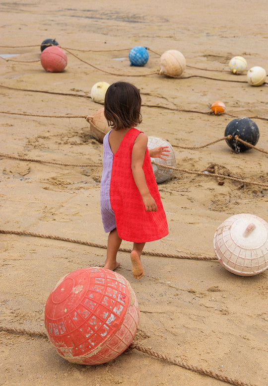 Bubble Terry Towelling Dress Fiesta and Mauve