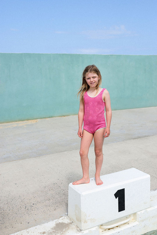 Ribbed Posy Swimsuit Berry
