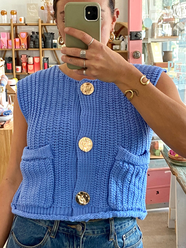 Reid Slouchy Vest Sky