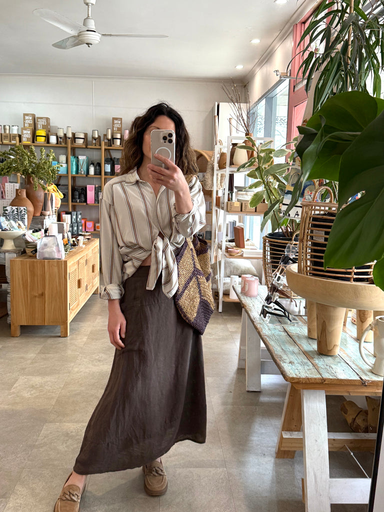 Lola Linen Skirt Chocolate