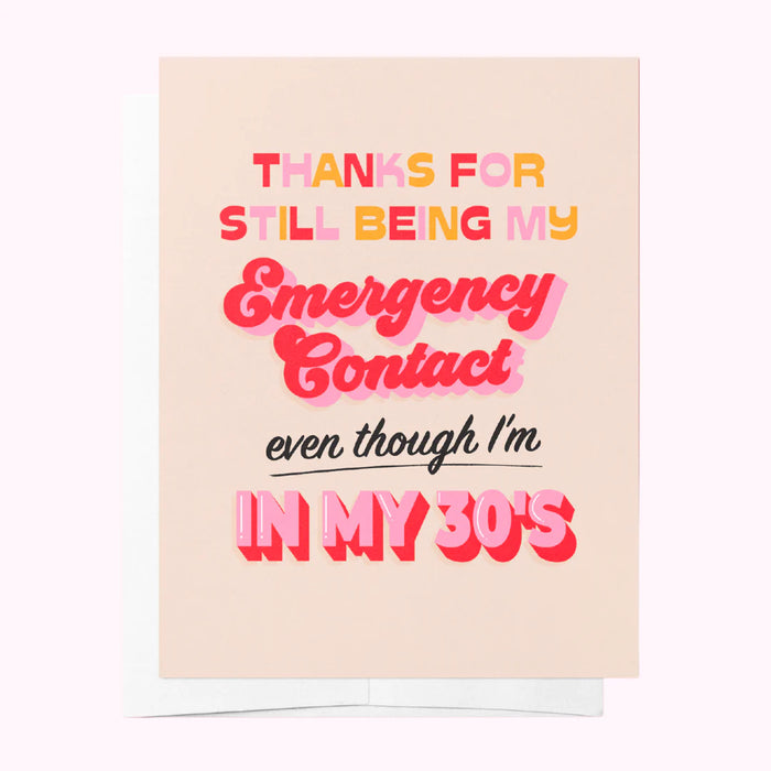 EMERGENCY CONTACT - PINK FOR MUM GREETING CARD