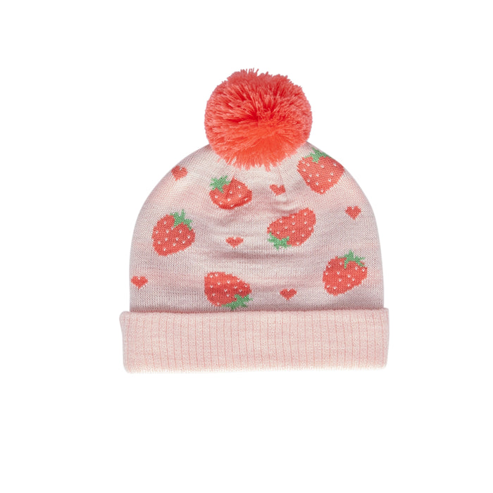 Strawberry beanie, acorn, Mika and max