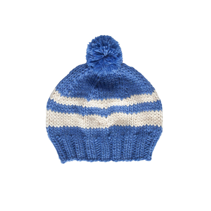 Retro Beanie Blue and Cream