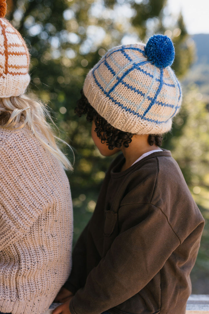 Crossroads Beanie Blue and Cream