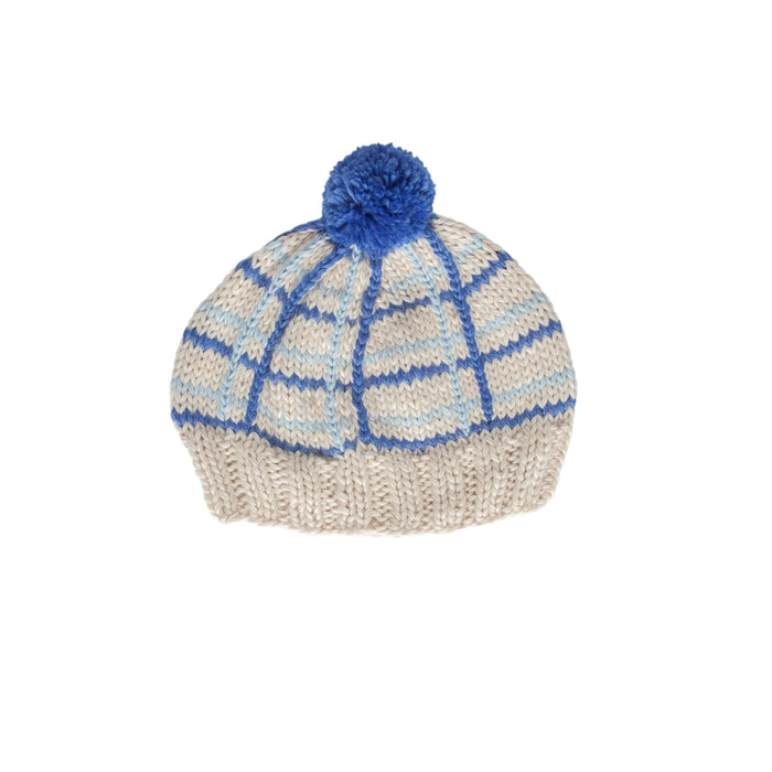 Crossroads Beanie Blue and Cream