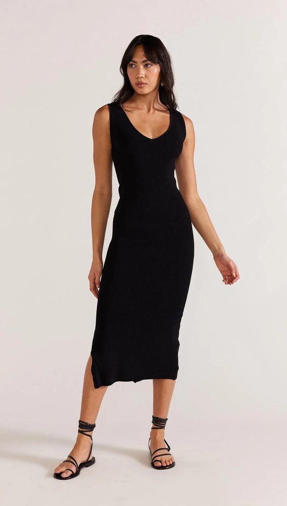 Lexie Reversible Midi Dress - Black