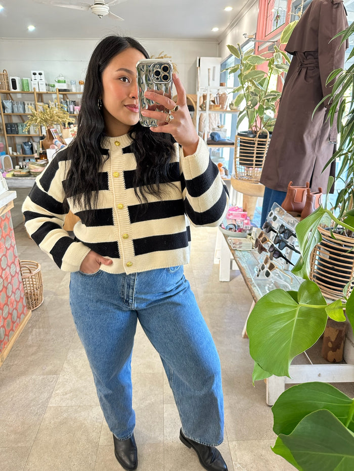 Reeves Stripe Button Down Cardigan