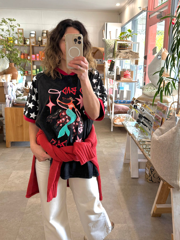 No Bad Days Oversized Tee - Washed Black