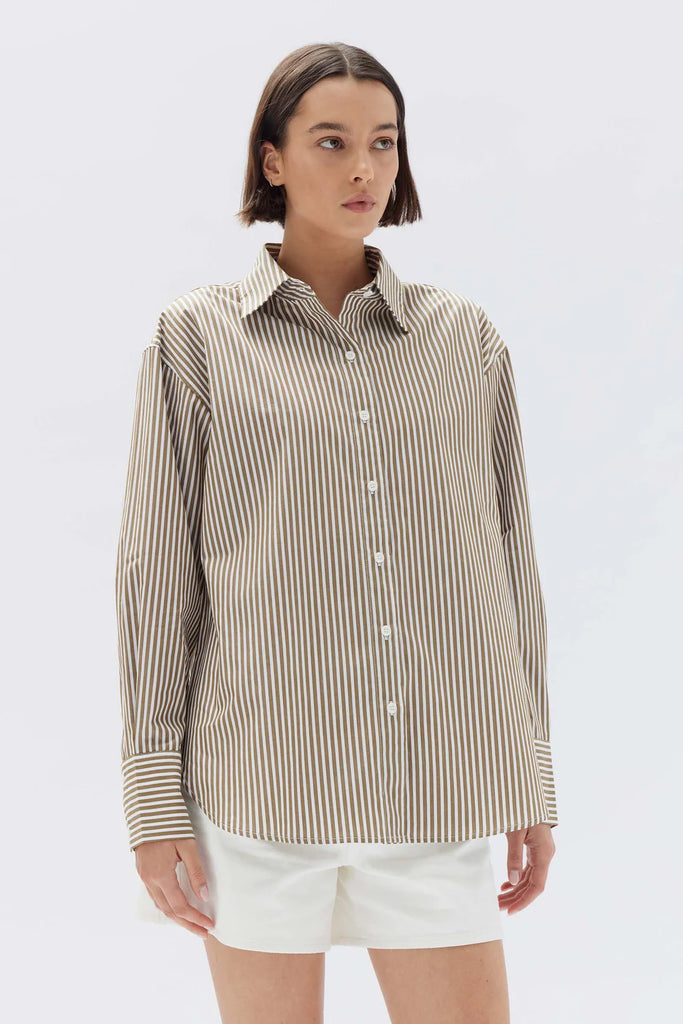 Signature Poplin Shirt Pea / White Stripe