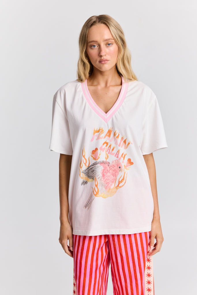Flamin Galah V Neck Tee