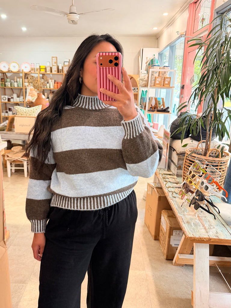 Tilly High Neck Strip Knit