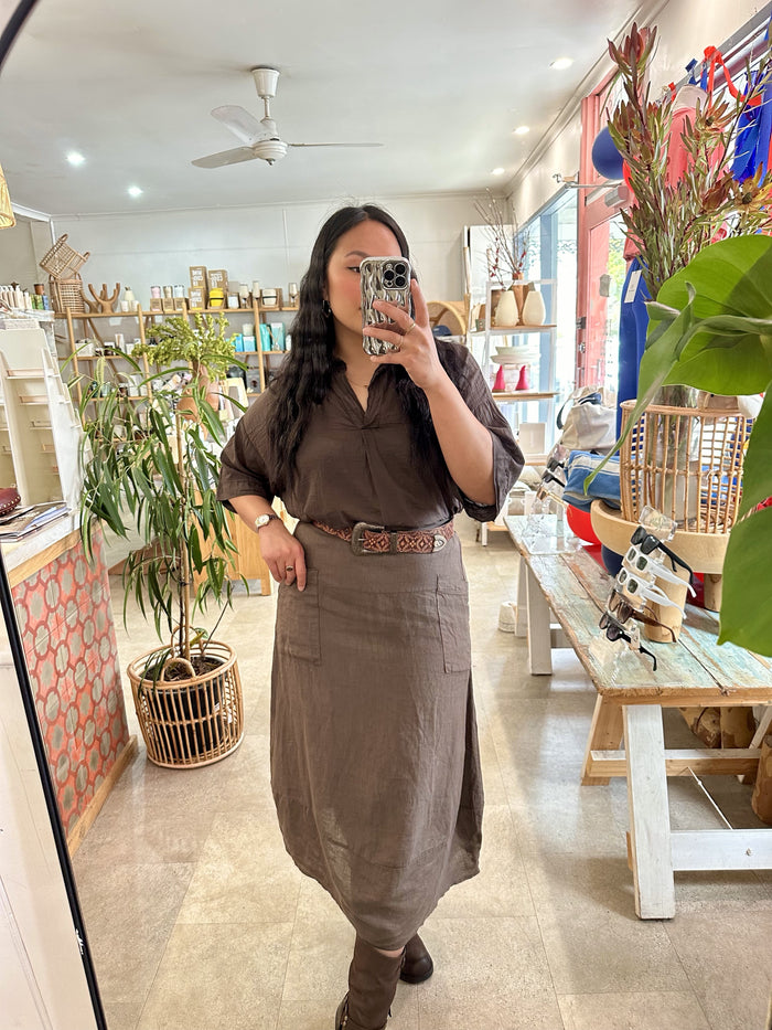 Lola Linen Skirt Chocolate