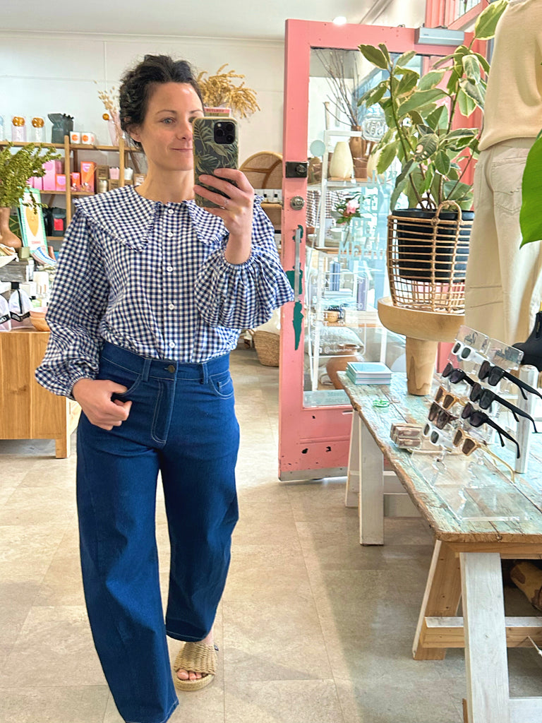 Birdie Shirt Navy Gingham