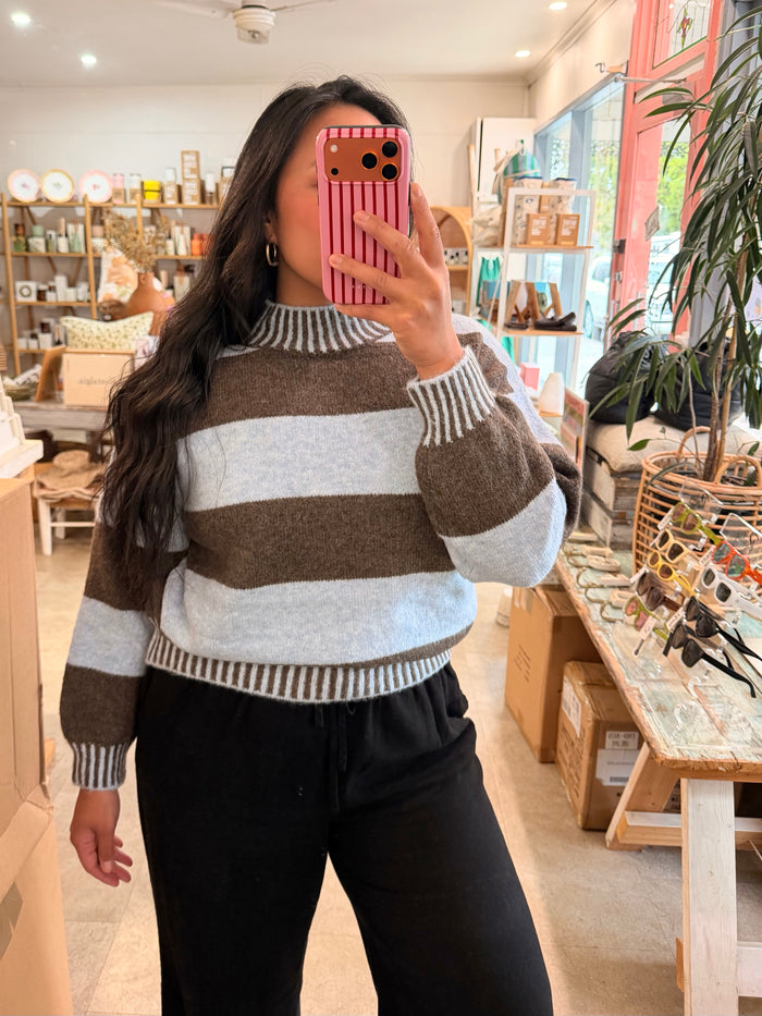 Tilly High Neck Strip Knit