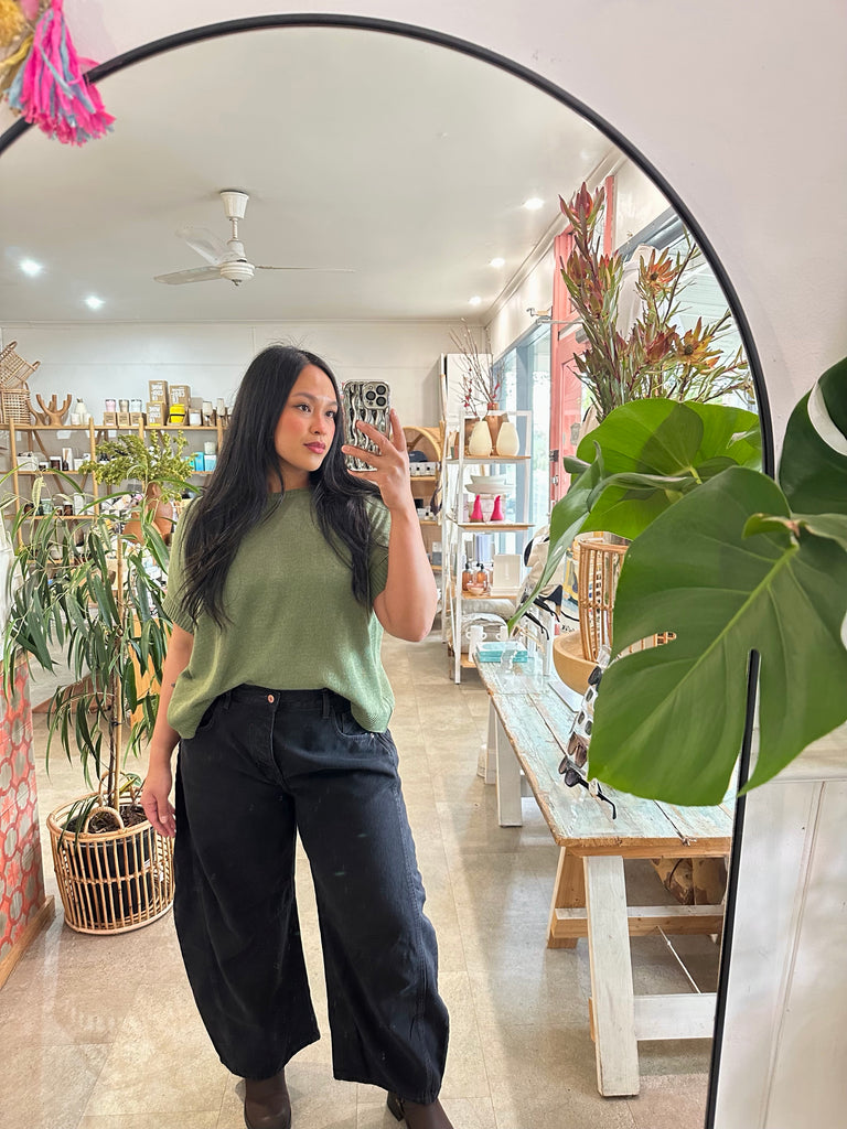 Khaki Cotton Knit Top