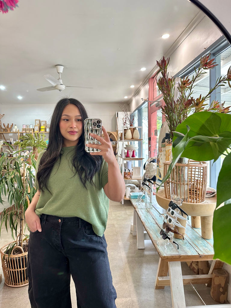Khaki Cotton Knit Top