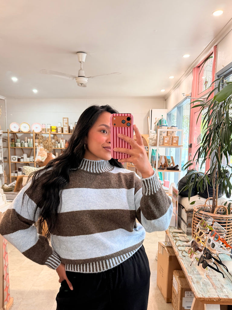 Tilly High Neck Strip Knit