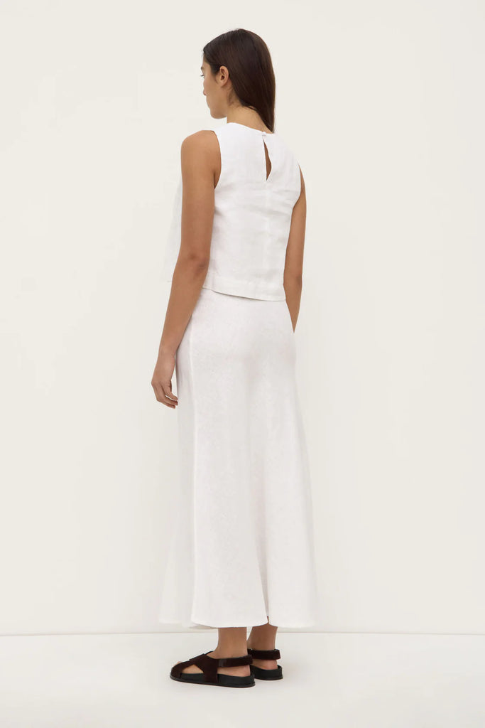 Melody Linen Bias Skirt White
