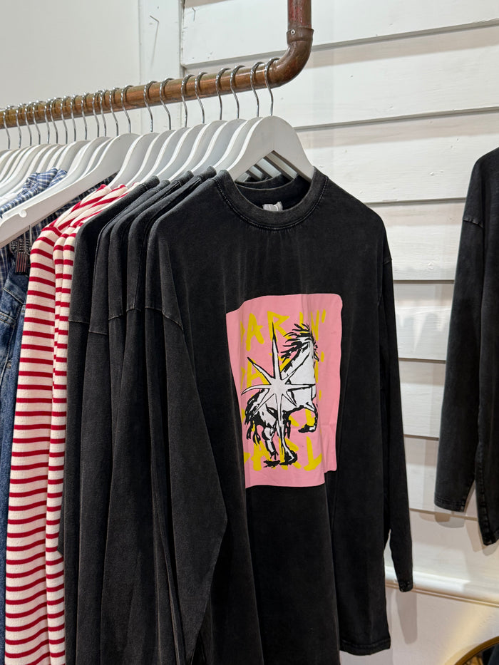 Darlin Long Sleeve Tee Washed Black