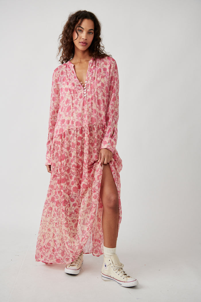 See It Through Dress Pink Rose Combo, free people, dress, mika and max