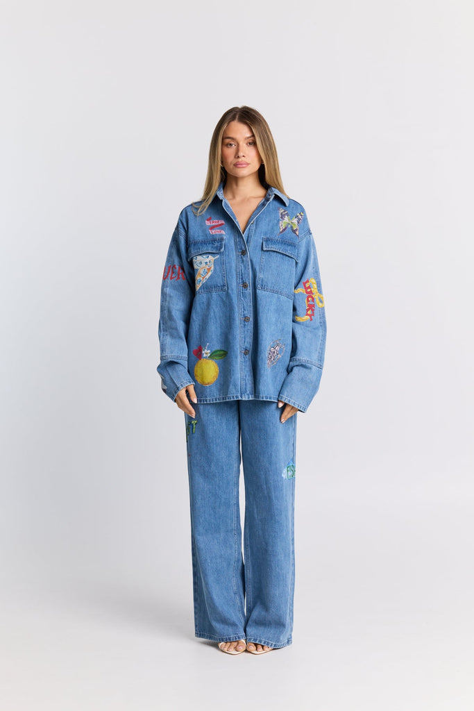 Tattoo Denim Shacket