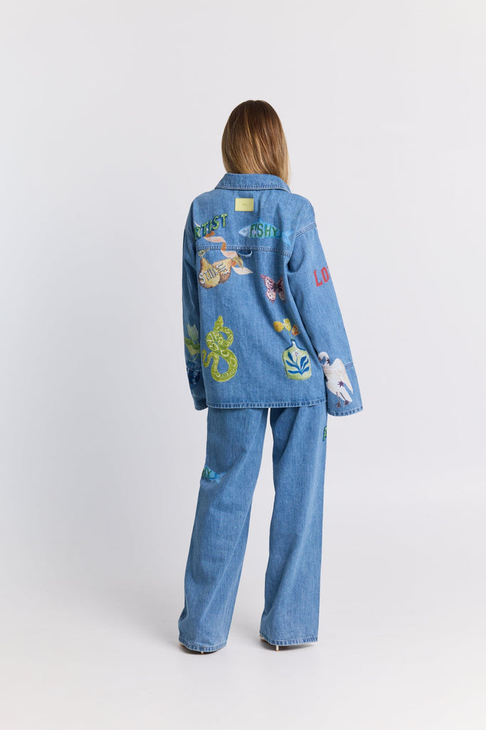 Tattoo Denim Shacket