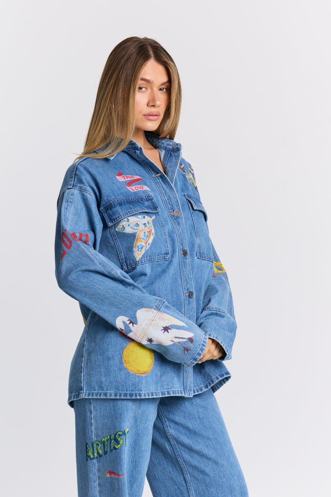 Tattoo Denim Shacket