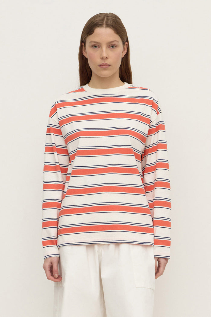 Eliana stripe cotton top dahlia, assembly label,
Mika and max 