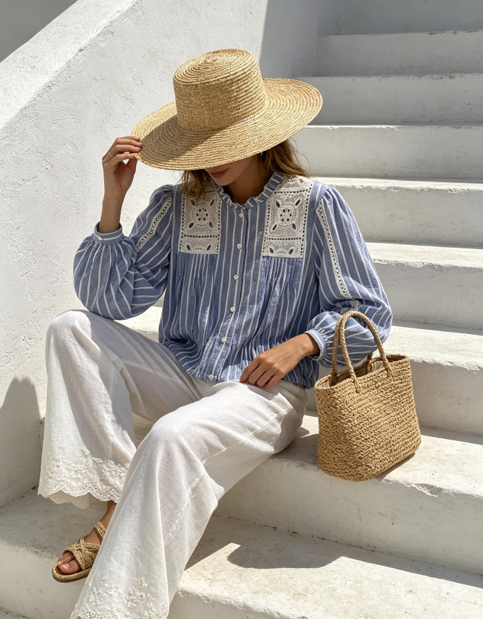 Amalfi Lace Cotton Trim Top