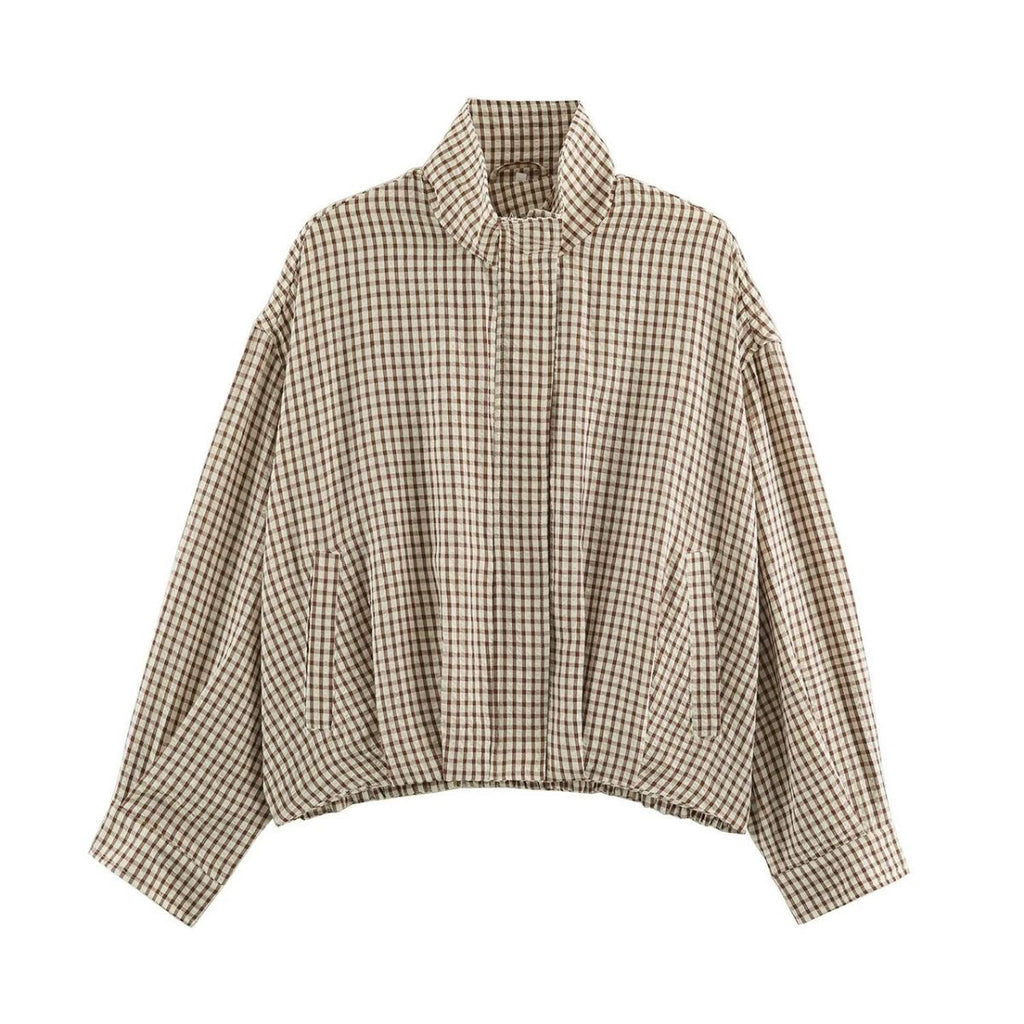 Spring Bomber Jacket Choc Gingham