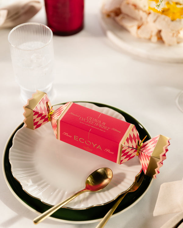 Hand repair bon bon guava and lychee sorbet