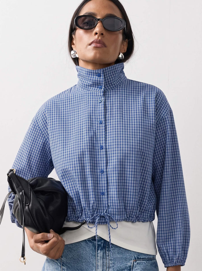 Blue Check Drawstring Jacket