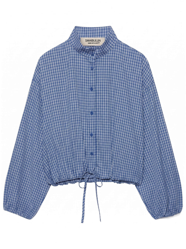 Blue Check Drawstring Jacket