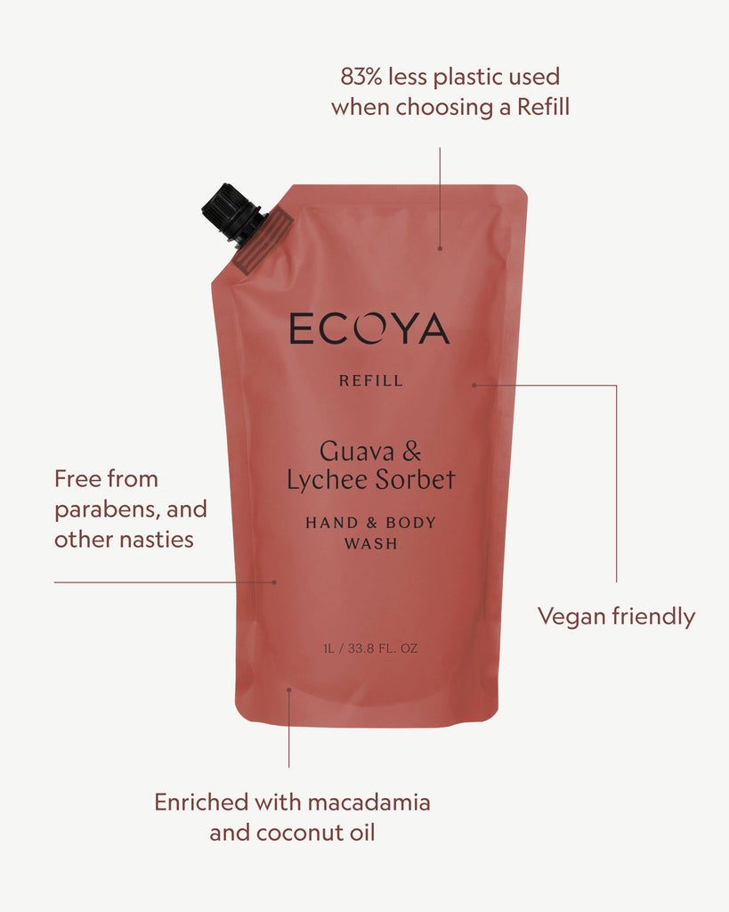 Guava & Lychee Sorbet Hand & Body Wash Refill 1L