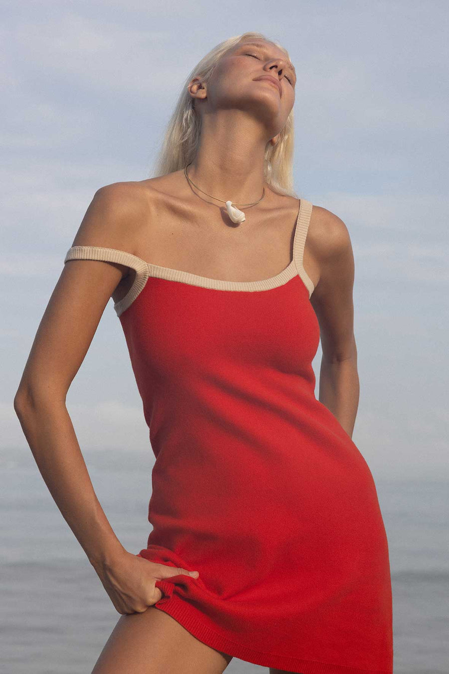 Duke mini dress hibiscus & sand